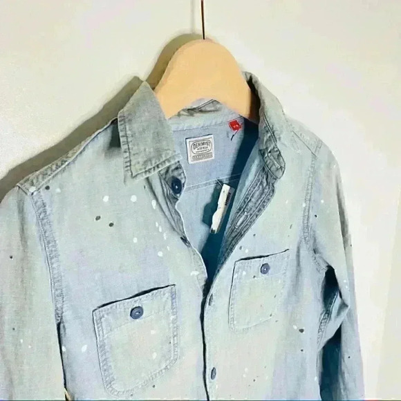 Denimist Denim Chambray Workwear Shirt Sommerset Indigo Paint Splatter - Picture 5 of 9